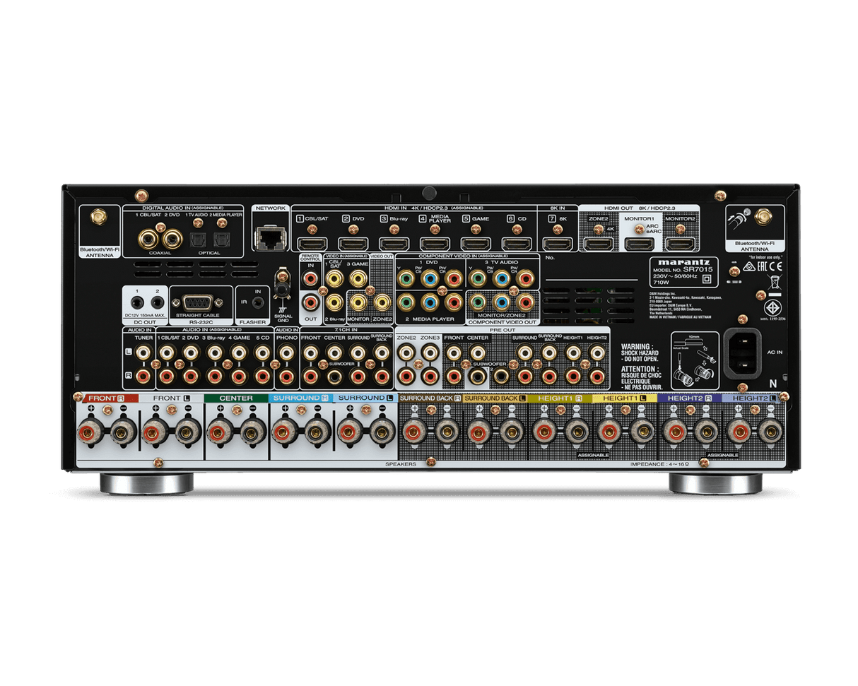 Marantz SR7015 SILVER-GOLD Amplificatore AV 8K a 9.2 canali con audio 3D, HEOS Built-in - TechSoundSystem.com