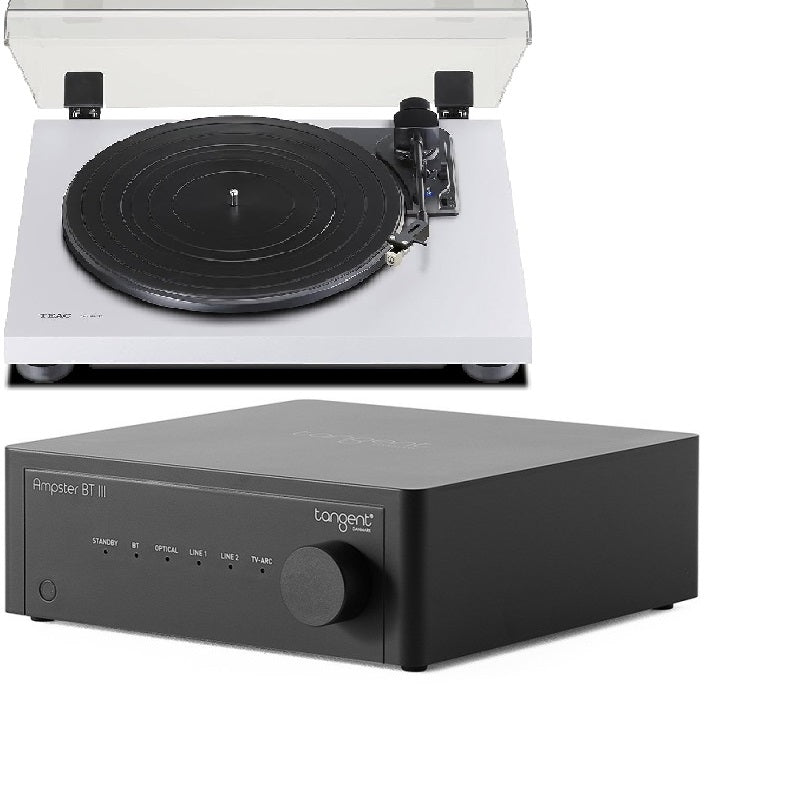 TEAC TN-180BT-A3 BIANCO + Tangent Ampster BT III - Giradischi Bluetooth automatico + Amplificatore integrato