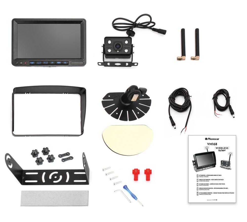 Phonocar VM168 MONITOR + RETROCAMERA IR KIT WIRELESS TRUCK - TechSoundSystem.com
