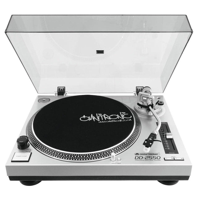 OMNITRONIC DD-2550 USB GIRADISCHI PER DJ TRAZIONE DIRETTA SILVER - TechSoundSystem.com