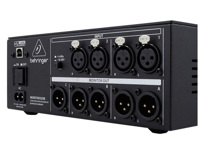 BEHRINGER MONITOR-2-USB MONITORAGGIO SPEAKER VCA 2 STEREO IN 3 OUT 2 MONITOR2USB PRE CUFFIE DIM MONO USB EX-DEMO - TechSoundSystem.com