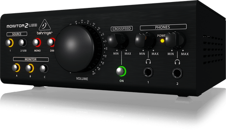 BEHRINGER MONITOR-2-USB MONITORAGGIO SPEAKER VCA 2 STEREO IN 3 OUT 2 MONITOR2USB PRE CUFFIE DIM MONO USB EX-DEMO - TechSoundSystem.com