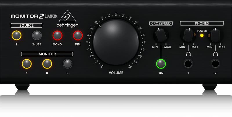 BEHRINGER MONITOR-2-USB MONITORAGGIO SPEAKER VCA 2 STEREO IN 3 OUT 2 MONITOR2USB PRE CUFFIE DIM MONO USB - TechSoundSystem.com