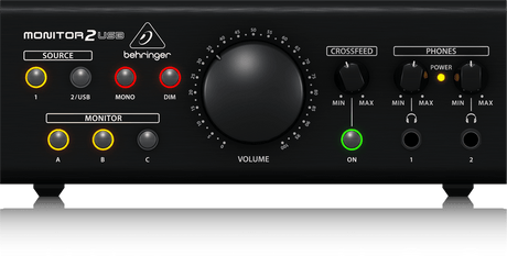 BEHRINGER MONITOR-2-USB MONITORAGGIO SPEAKER VCA 2 STEREO IN 3 OUT 2 MONITOR2USB PRE CUFFIE DIM MONO USB EX-DEMO - TechSoundSystem.com