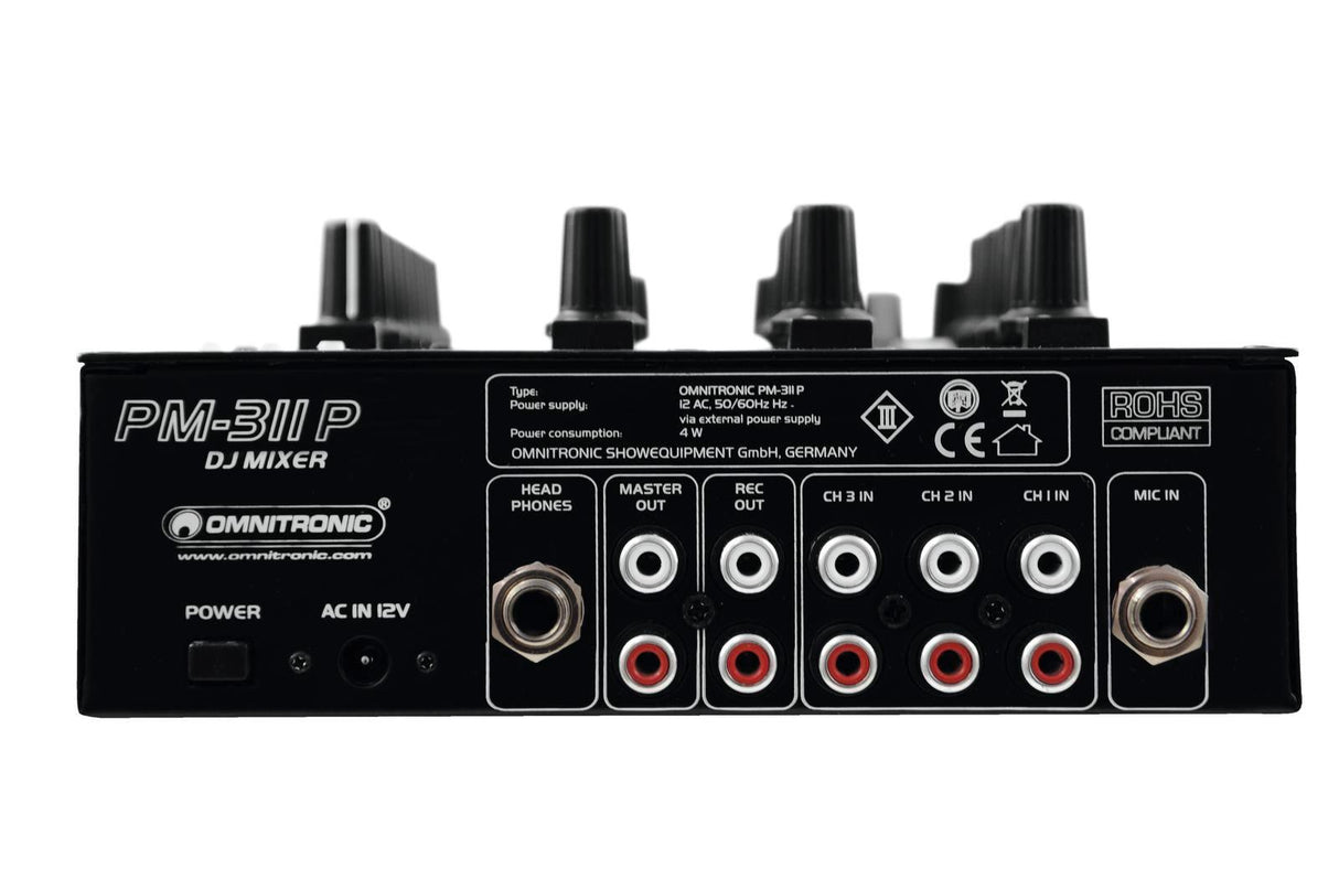 OMNITRONIC PM 311P MIXER DJ 3 CANALI CON PLAYER MP3 USB - TechSoundSystem.com