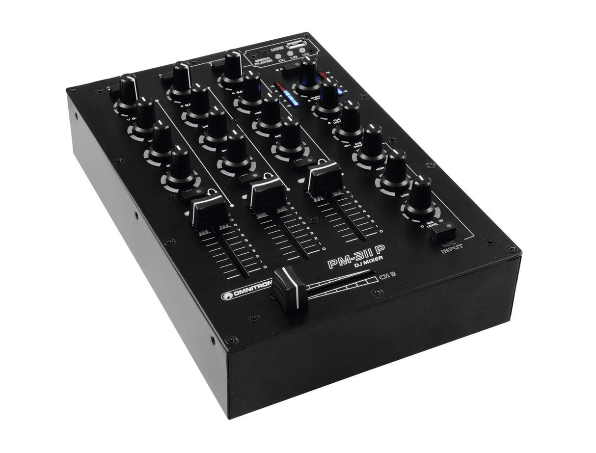 OMNITRONIC PM 311P MIXER DJ 3 CANALI CON PLAYER MP3 USB - TechSoundSystem.com