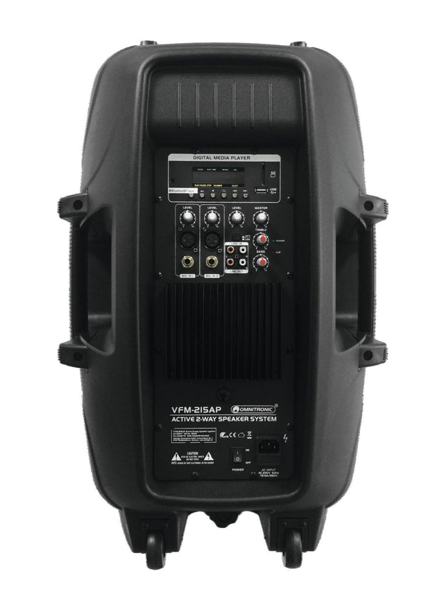 OMNITRONIC VFM 215 A CASSA ATTIVA 2 VIE AMPLIFICATORE CLASSE AB 150W WOOFER 15" - TechSoundSystem.com
