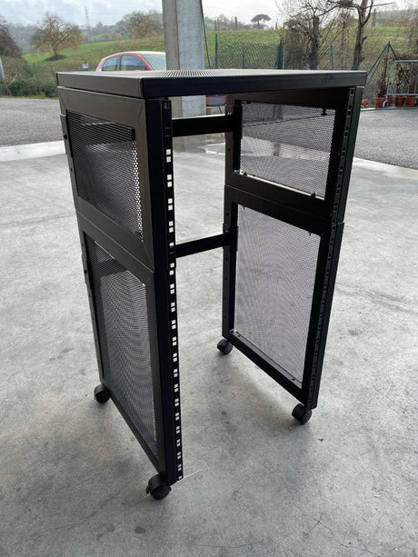 EXTREME ST10BS CARRELLO ARMADIO PORTARACK 24U DOPPIA INCLINAZIONE UNITA&#039; RACK CON 4 RUOTE MODULARE 3 PEZZI - TechSoundSystem.com