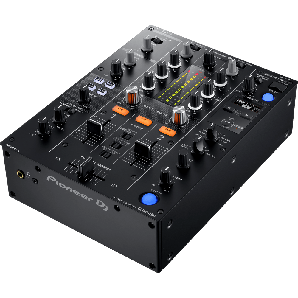 PIONEER DJM450 BLACK MIXER DJ 2 CANALI SCHEDA AUDIO 24BIT USB NERO - TechSoundSystem.com