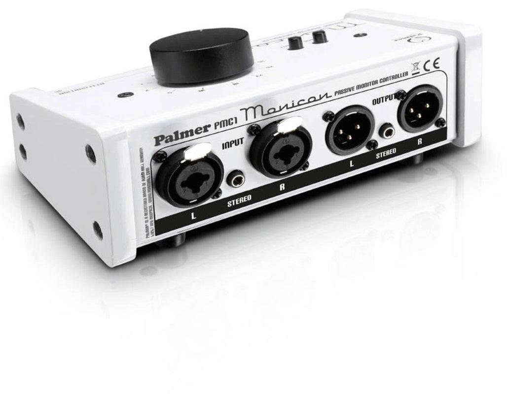 PALMER MONICON WHITE CONTROLLO VOLUME PASSIVO MONITOR BIANCO 2 XLR IN 2 XLR OUT IN LEGNO E METALLO - TechSoundSystem.com