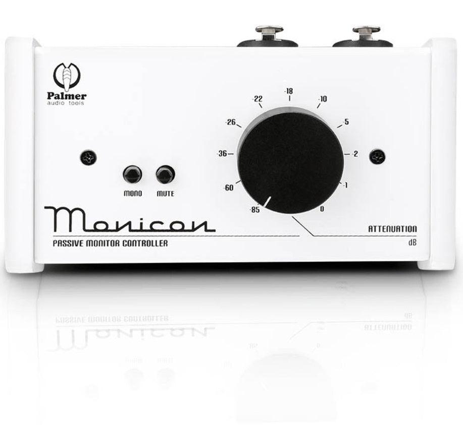 PALMER MONICON WHITE CONTROLLO VOLUME PASSIVO MONITOR BIANCO 2 XLR IN 2 XLR OUT IN LEGNO E METALLO - TechSoundSystem.com