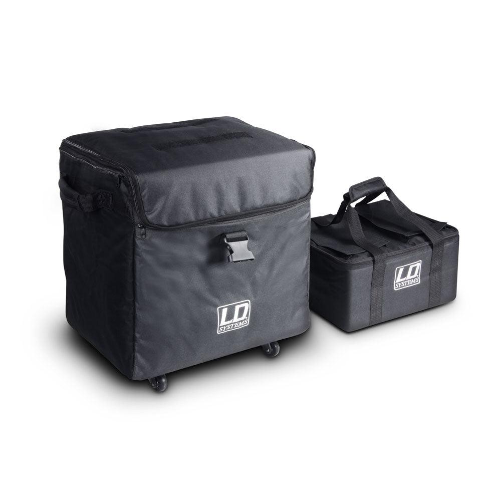 LD SYSTEMS DAVE 8 SET 1 KIT DI BORSE PER IL TRASPORTO DEL SISTEMA PA DAVE 8 XS 1 BORSA SUBWOOFER CON RUOTE + 2 BORSE PER SATELLITI COLORE NERO - TechSoundSystem.com