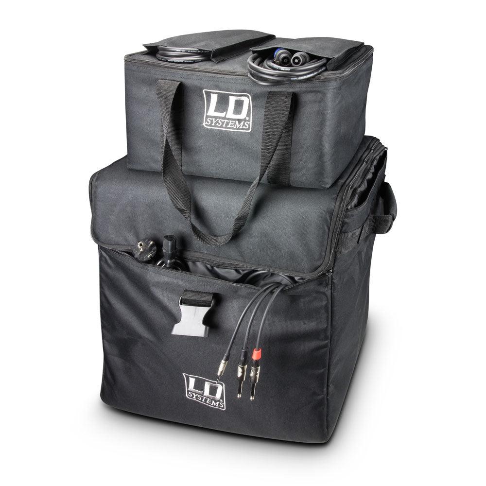 LD SYSTEMS DAVE 8 SET 1 KIT DI BORSE PER IL TRASPORTO DEL SISTEMA PA DAVE 8 XS 1 BORSA SUBWOOFER CON RUOTE + 2 BORSE PER SATELLITI COLORE NERO - TechSoundSystem.com