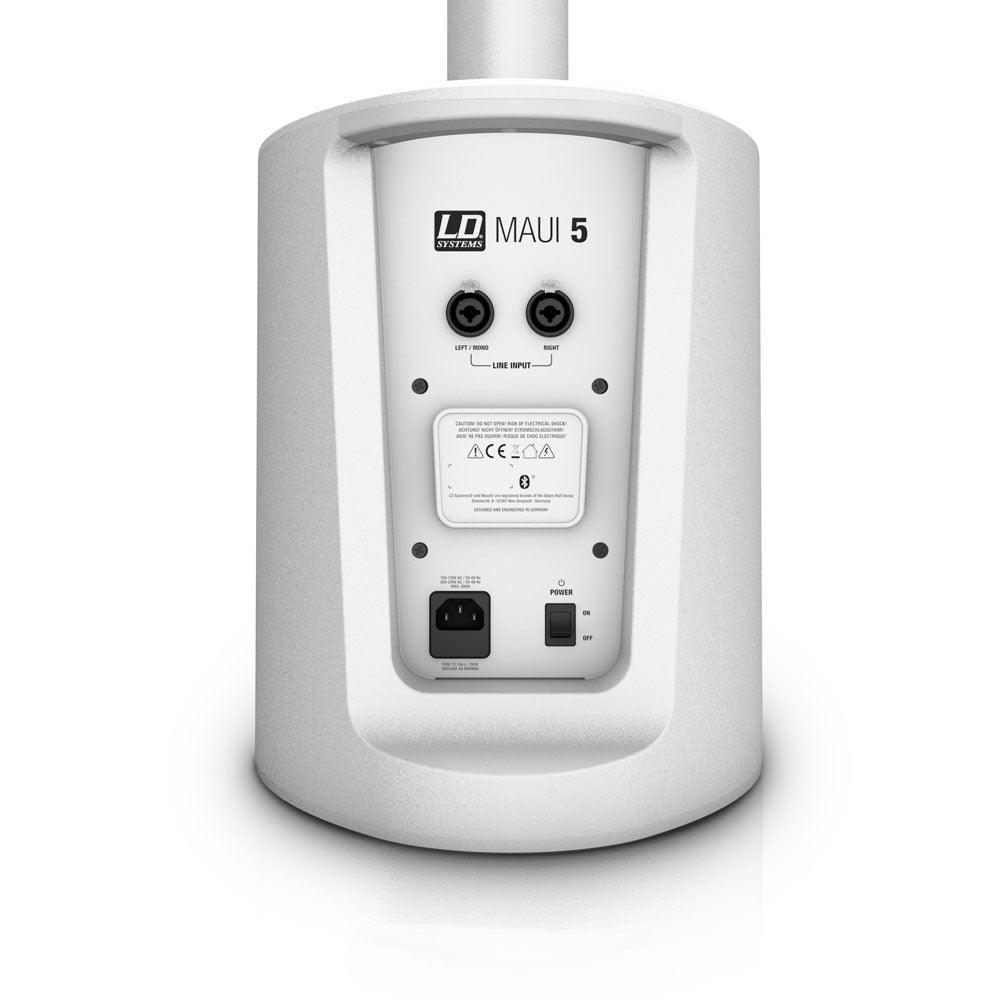 LD SYSTEMS MAUI5-W SISTEMA PA PORTATILE A COLONNE SUBWOOFER + SATELLITI CON MIXER E BLUETOOTH COLORE BIANCO - TechSoundSystem.com