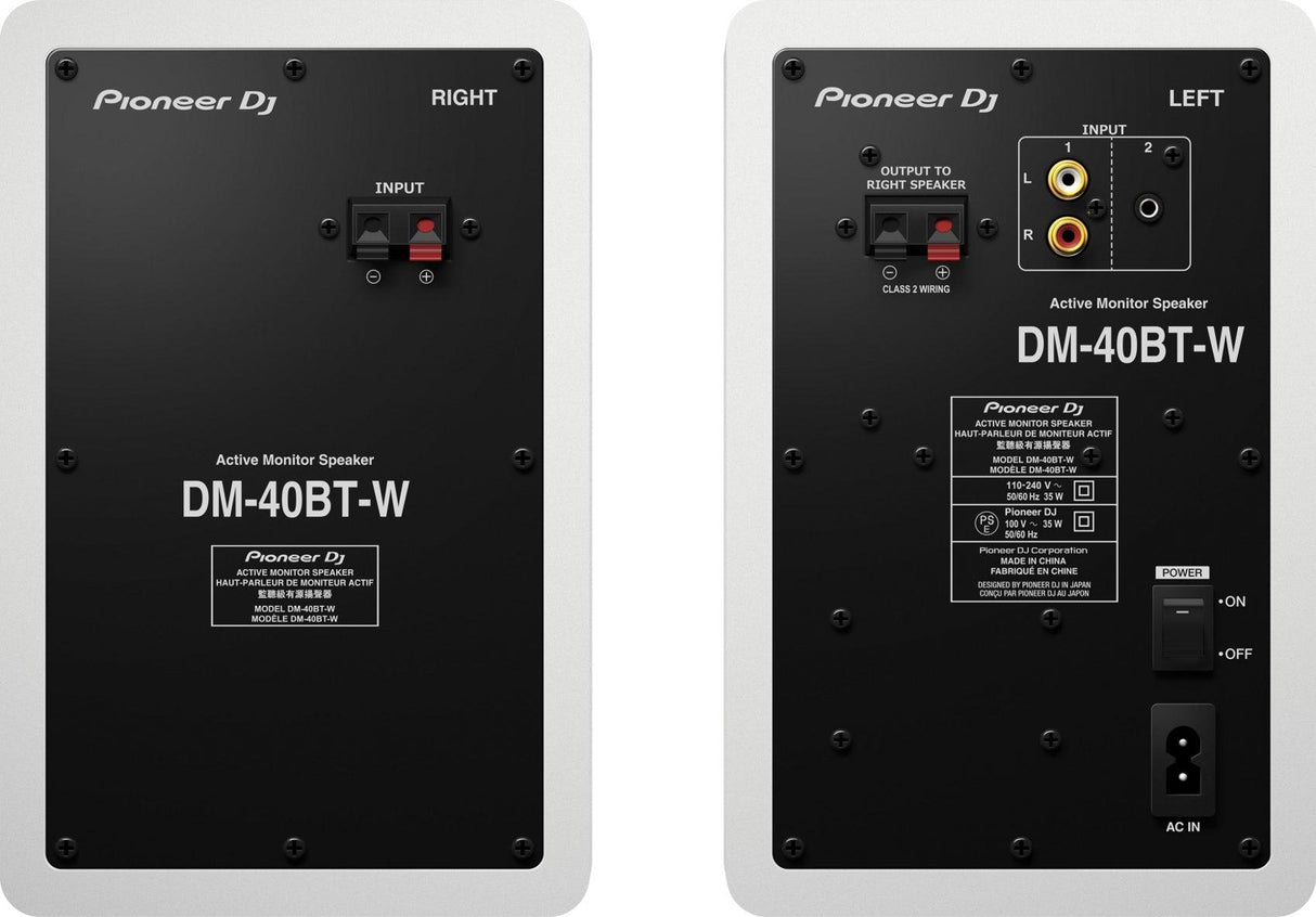 PIONEER DM 40 BT WH COPPIA MONITOR ATTIVI BASS REFLEX PER DJ E STUDIO 2 VIE 21 WATT BLUETOOTH COLORE BIANCO - TechSoundSystem.com