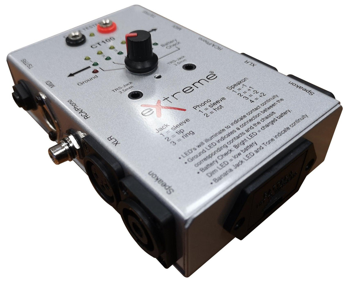 EXTREME CT100 TESTACAVI CABLE TESTER TESTA CAVI XLR JACK RCA SPEAKON MIDI TESTA CAVI AUDIO - TechSoundSystem.com