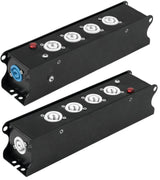 POWER-BOX NERO CIABATTA ALIMENTAZIONE PALCO POWERCON SPIA RETE INGRESSO POWER TWIST IN BLU USCITE 4 20AMP POWER TWIST OUT GRIGIO LOOP 20A POWER-OUT GREY - TechSoundSystem.com