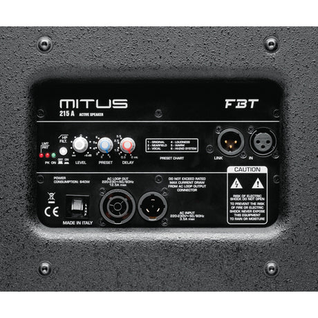 FBT MITUS 215 A CASSA ATTIVA DOPPIO WOOFER 15" + TWEETER 2" 1350 WATT RMS + CUSTODIE IN OMAGGIO EX-DEMO - TechSoundSystem.com