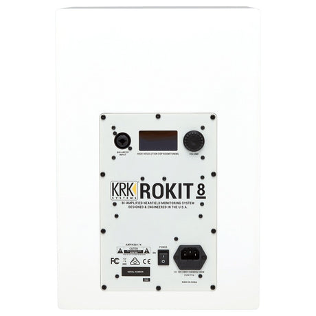 KRK RP8-G4 WN WHITE ROKIT MONITOR DA STUDIO 203 WATT BIAMPLIFICATO WOOFER 8" NERO + DSP ROOM TUNING TRAMITE APP BIANCO - TechSoundSystem.com
