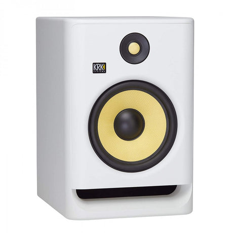 KRK RP8-G4 WN WHITE ROKIT MONITOR DA STUDIO 203 WATT BIAMPLIFICATO WOOFER 8" NERO + DSP ROOM TUNING TRAMITE APP BIANCO - TechSoundSystem.com