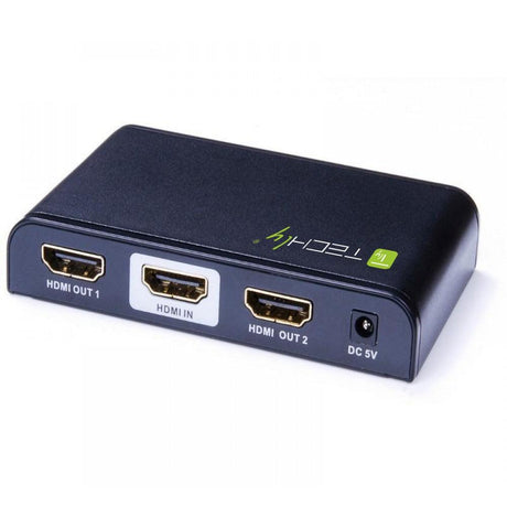 TECHLY SPLITTER HDMI 4K UHD 3D 2 VIE IN METALLO CON ALIMENTATORE - TechSoundSystem.com