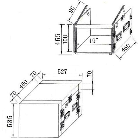 EXTREME YC10UR9M FLIGHT CASE LEGNO 10MM COMBO UNITA RACK 10U MIXER 9U 3 COPERCHI 10 CHIUSURE 4 MANIGLIE 4 RUOTE - TechSoundSystem.com