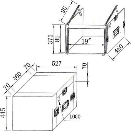 EXTREME YC8UR9M FLIGHT CASE LEGNO 10MM COMBO UNITA RACK 8U MIXER 9U 3 COPERCHI 6 CHIUSURE 2 MANIGLIE 4 RUOTE - TechSoundSystem.com