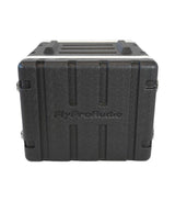FLYPRO AUDIO FLIGHT CASE 8UM UNITA A TROLLEY IN PLASTICA COLORE NERO LEGGERO E RESISTENTE - TechSoundSystem.com