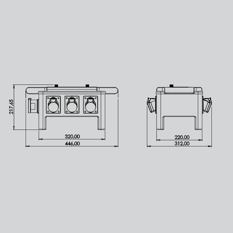 QUADRO CORRENTE POWERBOX TARTARUGA SPINA 32A TRIFASE 6 PRESE CEE 16A MONOFASE SPIE RETE - TechSoundSystem.com