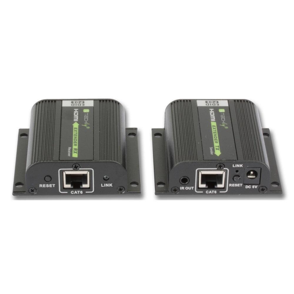 TECHLY EXTENDER HDMI FULL HD 3D POE FINO A 40 METRI EDID IR CAVI CAT 6 6A 7 - TechSoundSystem.com
