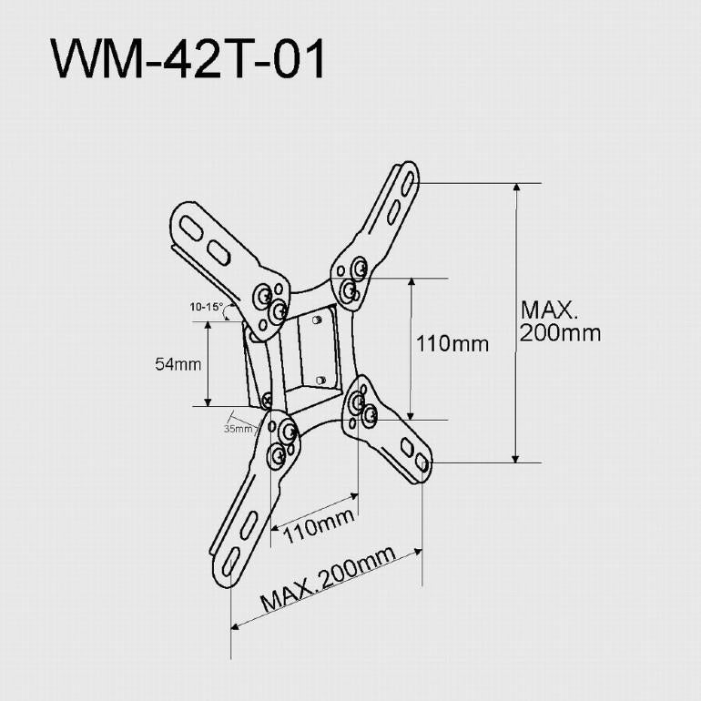 GEMBIRD WM-42T-01 SUPPORTO A MURO REGOLABILE IN INCLINAZIONE PER TV DA 13" A 42" - TechSoundSystem.com