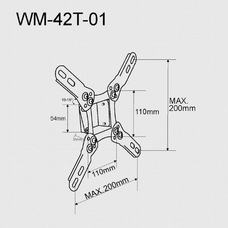 GEMBIRD WM-42T-01 SUPPORTO A MURO REGOLABILE IN INCLINAZIONE PER TV DA 13" A 42" - TechSoundSystem.com