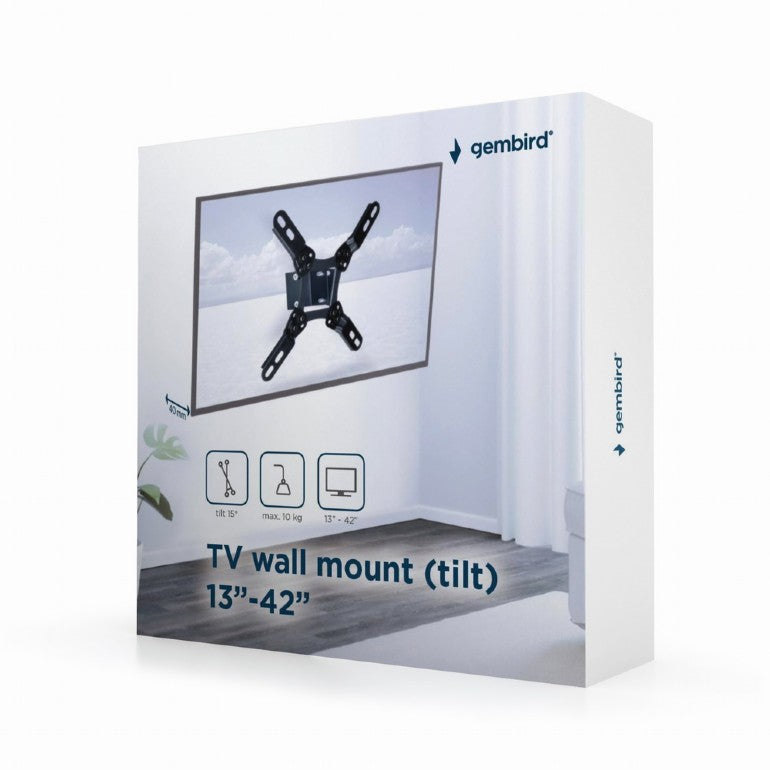 GEMBIRD WM-42T-01 SUPPORTO A MURO REGOLABILE IN INCLINAZIONE PER TV DA 13" A 42" - TechSoundSystem.com