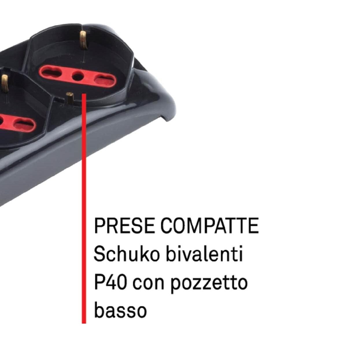 ROSI EMILIA RS94073 MULTIPRESA 4 USCITE SCHUKO+10A+16A INTERRUTTORE LUMINOSO CAVO 1.5MT - TechSoundSystem.com