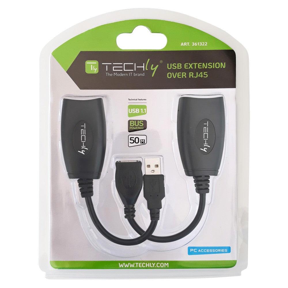 TECHLY IUSB-EXTENDTY5 COPPIA DI EXTENDER USB FINO A 50 METRI SU CAVO CAT 5E / 6 - TechSoundSystem.com