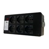 ELGA PCN-6UPPC POWERBOX PASSANTE NEUTRIK POWERCON IN BLU CON 6 PRESE UNEL 10A-16A-SHUKO RILANCIO OUT GRIGIO E SPIA DI RETE - TechSoundSystem.com