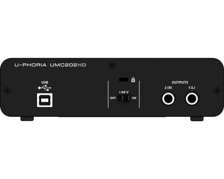 BEHRINGER UMC202HD INTERFACCIA AUDIO 2X2 SCHEDA USB 24 BIT 192 KHZ PREAMPLIFICATORI MICROFONICI MIDAS PHANTOM POWER +48V EX-DEMO - TechSoundSystem.com
