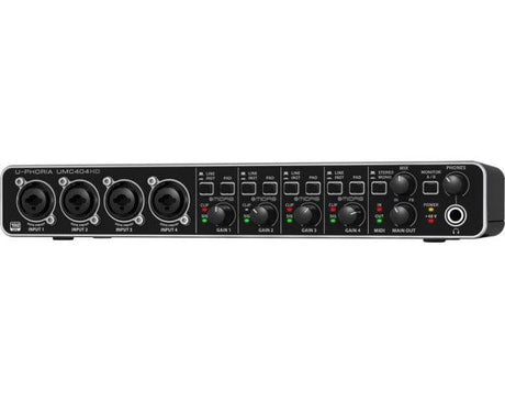 BEHRINGER UMC404-HD U-PHORIA INTERFACCIA AUDIO 4X4 MIDI USB 192 KHZ PREAMPLIFICATORI MIDAS SCHEDA PHANTOM +48V EX-DEMO - TechSoundSystem.com
