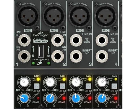 BEHRINGER XENYX QX1222-USB MIXER 16 INGRESSI 4 COMPRESSORI 4 BUS EFFETTI KLARK TEKNIK INTERFACCIA USB WIRELESS READY +48V - TechSoundSystem.com