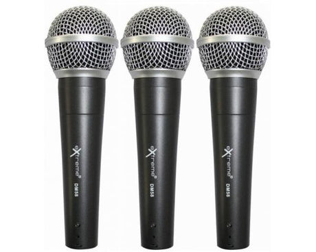 EXTREME DM3000-PRO 3 MICROFONI DINAMICI + 3 CAVI XLR + 3 CLAMPS + CUSTODIA RIGIDA IN ABS - TechSoundSystem.com