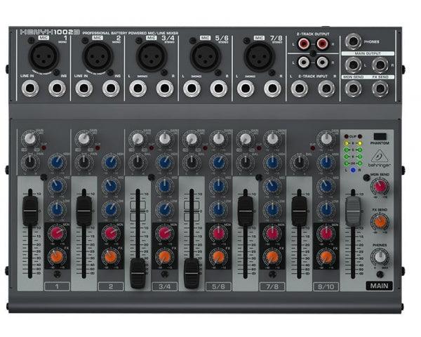 BEHRINGER XENYX-1002B MIXER AUDIO PASSIVO 12 CANALI PHANTOM POWER +48V ANCHE A BATTERIE - TechSoundSystem.com