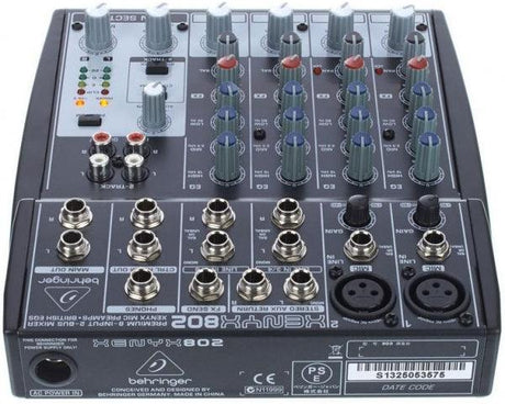 BEHRINGER XENYX 802 MIXER PASSIVO 8 CANALI 2 INGRESSI MICROFONI EQ 3 BANDE PHANTOM POWER +48V - TechSoundSystem.com