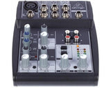 BEHRINGER XENYX-502 PRO MIXER PASSIVO 5 CANALI INGRESSO MICROFONO CON PHANTOM POWER +48V EQUALIZZATORE 2 BANDE - TechSoundSystem.com