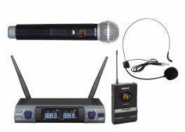 KARMA SET 8302PL Doppio radiomicrofono UHF palmare - archetto - 1 - Techsoundsystem.com