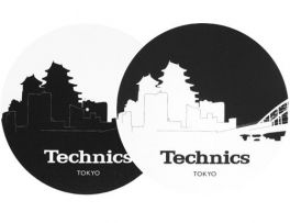 TECHNICS SLIPMATS TAPPETINI GIRADISCHI LOGO SKYLINE TOKYO - NERO E BIANCO COPPIA TAPPETINI - 1 - Techsoundsystem.com