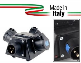 POWER-BOX NERO SPLITTER PALCO/TRUSS CIABATTA ALIMENTAZIONE MADE IN ITALY SPIA RETE INGRESSO SPINA 16A 3P USCITE 3 PRESE 16A 3P - 1 - Techsoundsystem.com
