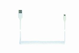 CABLEXPERT USB SYNC AND CHARGING SPIRAL CABLE FOR IPHONE, 1.5 M, WHITE - 1 - Techsoundsystem.com