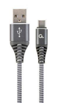 CABLEXPERT CAVO TYPE-C USB INTRECCIATO IN COTONE CON CONNETTORI METALLICI, 2 M, NERO - 1 - Techsoundsystem.com