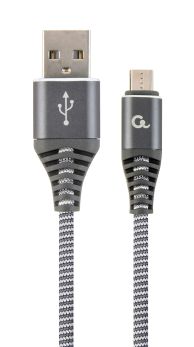 CABLEXPERT PREMIUM COTTON BRAIDED MICRO-USB CHARGING AND DATA CABLE, 1 M, SPACEGREY/WHITE - 1 - Techsoundsystem.com