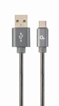 CABLEXPERT CAVO TYPE-C USB INTRECCIATO IN COTONE CON CONNETTORI METALLICI, 2 M, NERO - 1 - Techsoundsystem.com